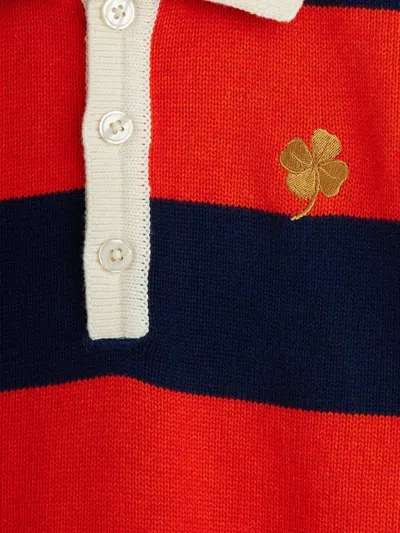 Mini Rodini Striped Clover Appliqué Dress In Multi