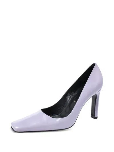 Pre-owned Casadei Vintage Leather Square-toe Pumps In Purple