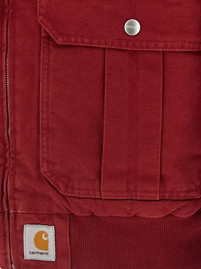 Carhartt Collared Jacket With Ribbed Cuffs And Hem In Red
