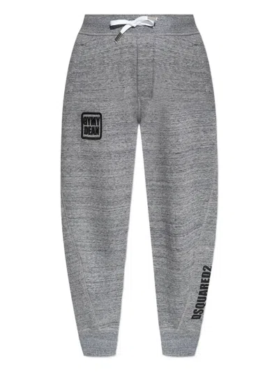 Dsquared2 Gym Dean Drawstring Logo Tack Pants In Gray