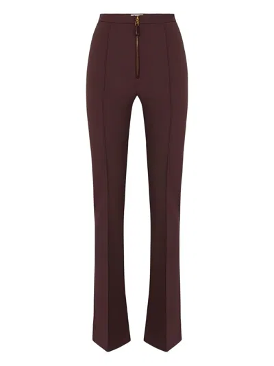 Elisabetta Franchi Flared Brown Trousers With High Waist In Purple