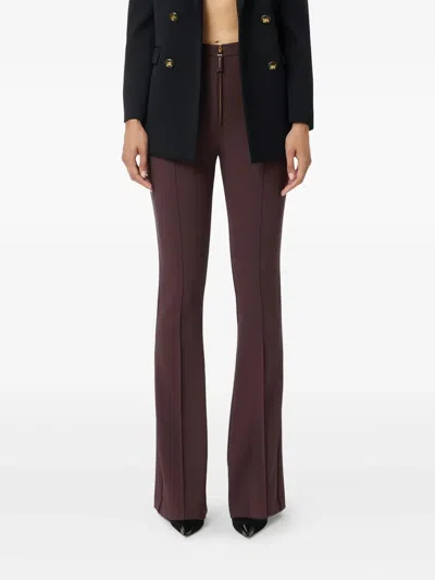Elisabetta Franchi Flared Brown Trousers With High Waist In Purple