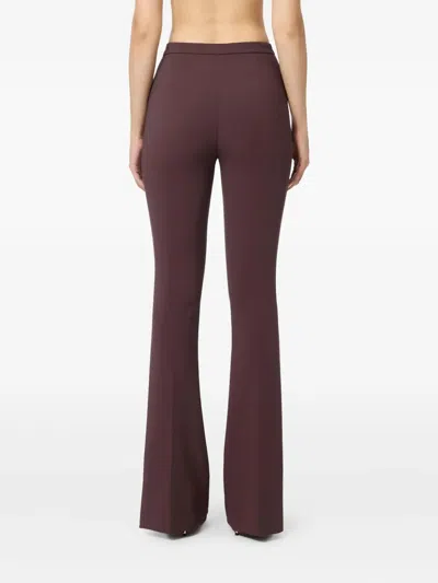 Elisabetta Franchi Flared Brown Trousers With High Waist In Purple