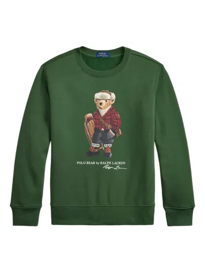 Polo Ralph Lauren Kids Long Sleeve Fleece Sweat In Green