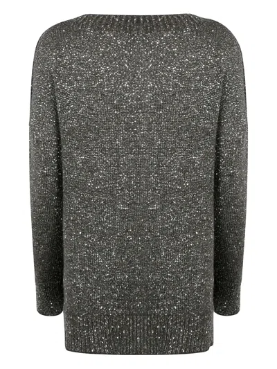 D Exterior D. Exterior Boatneck Sequins Soft Long Sweater In Green