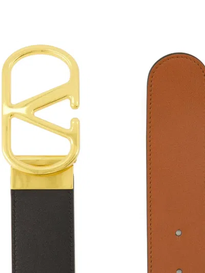 Valentino Vlogo Reversible Belt In Brown
