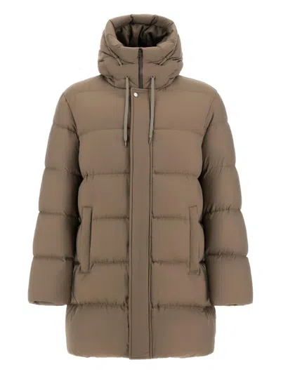 Herno Long Jacket In Arendelle And Monogram In Brown