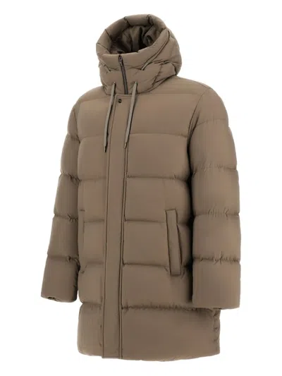 Herno Long Jacket In Arendelle And Monogram In Brown