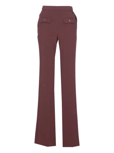 Elisabetta Franchi Tailored Straight Leg Trousers With Minimalist Design In Burgundy