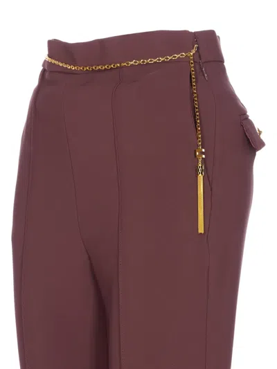 Elisabetta Franchi Tailored Straight Leg Trousers With Minimalist Design In Burgundy