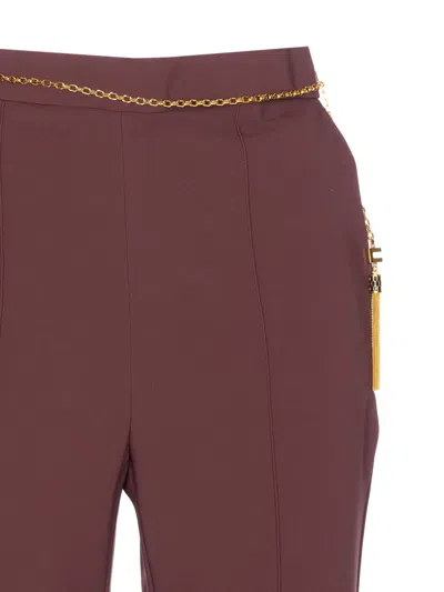 Elisabetta Franchi Tailored Straight Leg Trousers With Minimalist Design In Burgundy