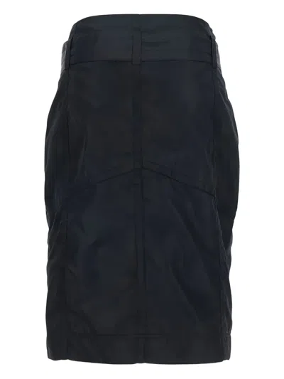 Pinko Black Pencil Skirt With Adjustable Belt With Buckle And Geometric Stitching In Tech Fabric Woman In Black