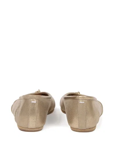 Maison Margiela Tabi New Metallic Leather Ballerinas With Laminated Finish Shoes In Gold