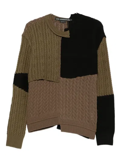 Andersson Bell Patchwork Asymmetric Jumper In Green