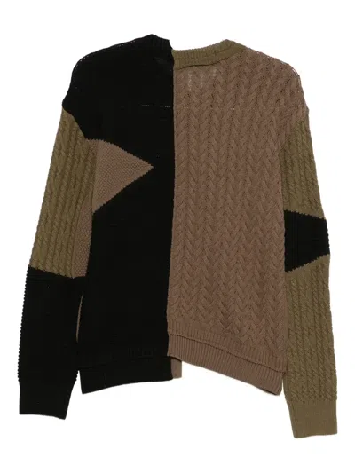 Andersson Bell Patchwork Asymmetric Jumper In Green
