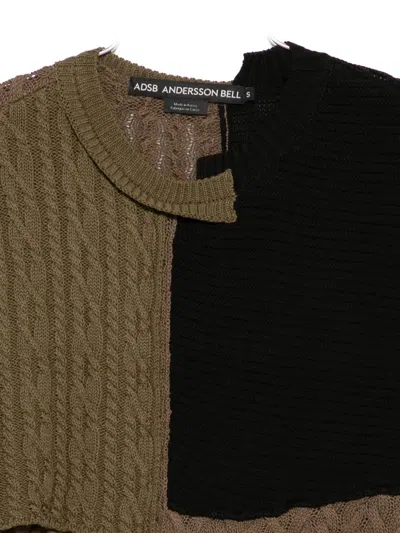 Andersson Bell Patchwork Asymmetric Jumper In Green