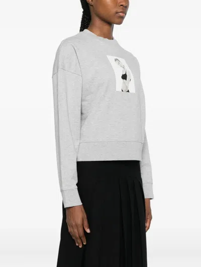 Calvin Klein Photographic-print Cotton Sweatshirt In Gray