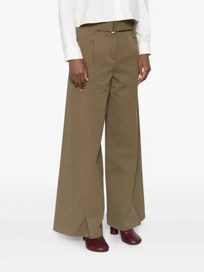 Uli Schneider Belted Wide-leg Trousers In Brown