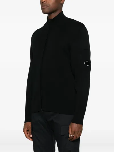 C.p. Company Knitwear Cardigan In Re Wool Clothing In Black