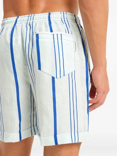 Peninsula Swimwear Striped Drawstring-waist Swim Shorts In Blue