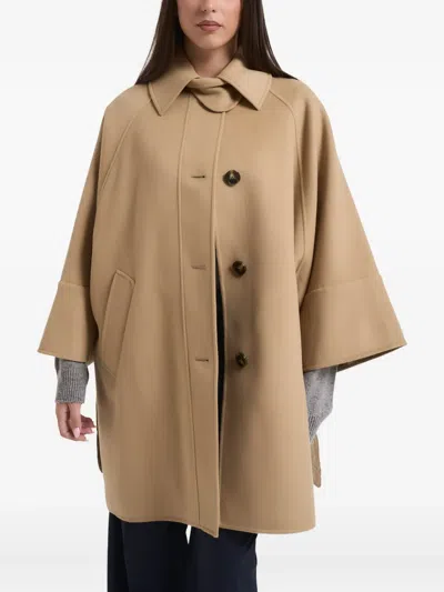Weekend Max Mara Rufo Single-breasted Wool Coat In Brown