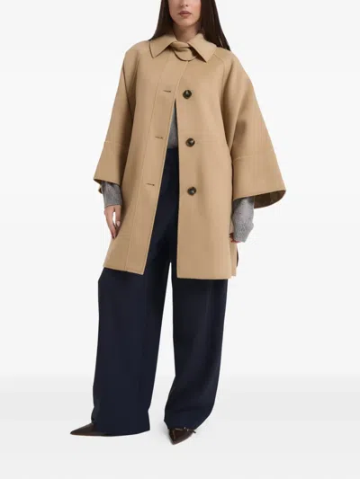 Weekend Max Mara Rufo Single-breasted Wool Coat In Brown