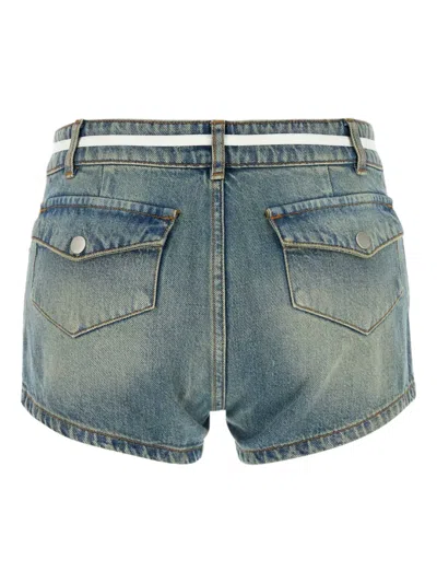 Gimaguas Denim Bow Tie Shorts With Pockets And Buttons In Blue