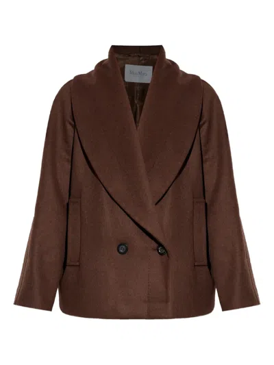 Max Mara Quatto Double-breasted Jacket In Brown