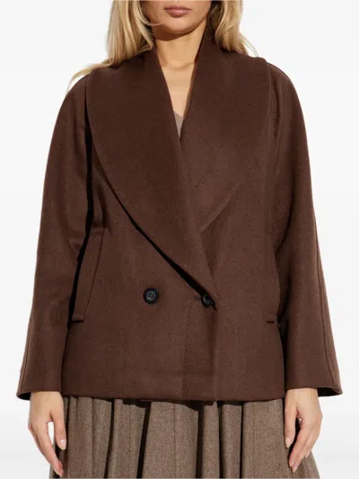 Max Mara Quatto Double-breasted Jacket In Brown