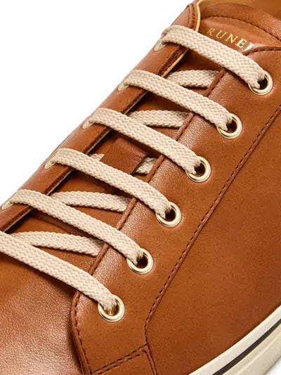 Brunello Cucinelli Leather Lace-up Sneakers In Brown