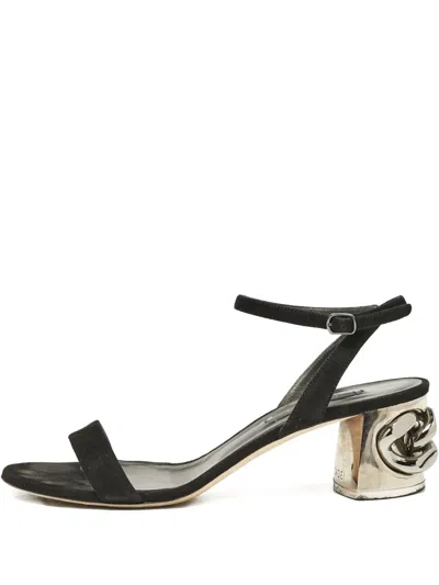 Pre-owned Casadei Vintage Leather Heeled Sandals In Black