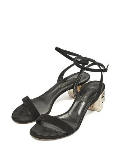 Pre-owned Casadei Vintage Leather Heeled Sandals In Black