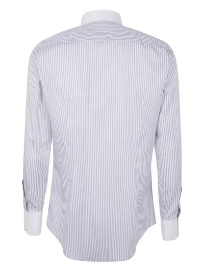 Dsquared2 Cotton Shirt With Striped Pattern And Button-down Collar In White