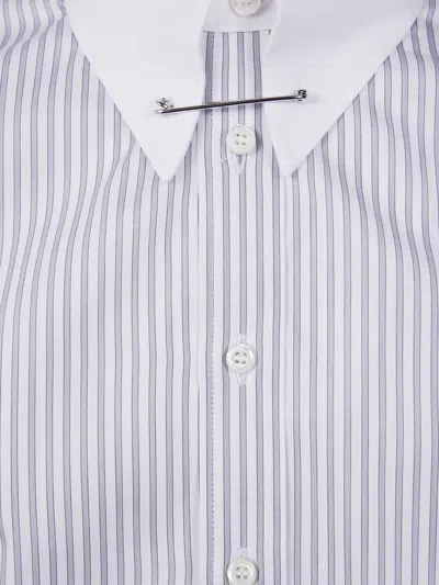 Dsquared2 Cotton Shirt With Striped Pattern And Button-down Collar In White