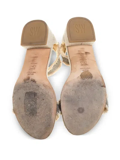 Pre-owned Stuart Weitzman 2024  Vaneli Chain-embellished Sandals In Neutral