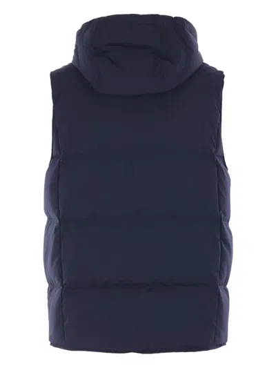 Eleventy Sleeveless Hooded Vest In Blue