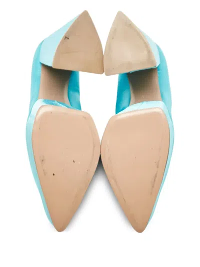 Pre-owned Georges Hobeika 缎面水台式高跟鞋（16厘米，典藏款） In Blue