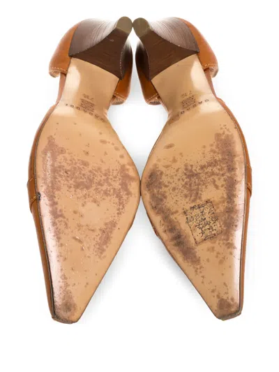 Pre-owned Casadei Vintage  80mm Padlock Leather Pumps In Brown