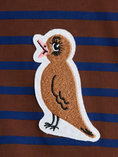Mini Rodini Bird-patch Striped T-shirt In Brown