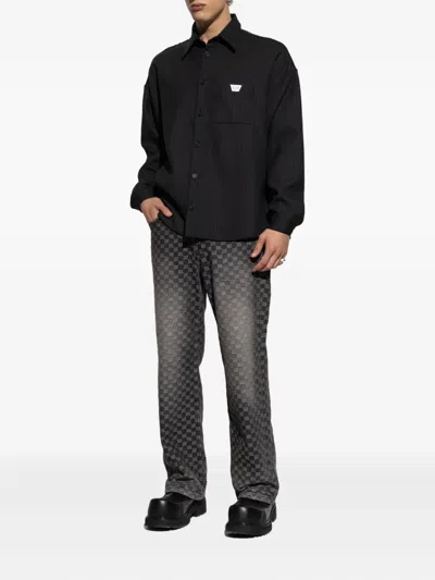 Misbhv Striped Long-sleeve Shirt In Black