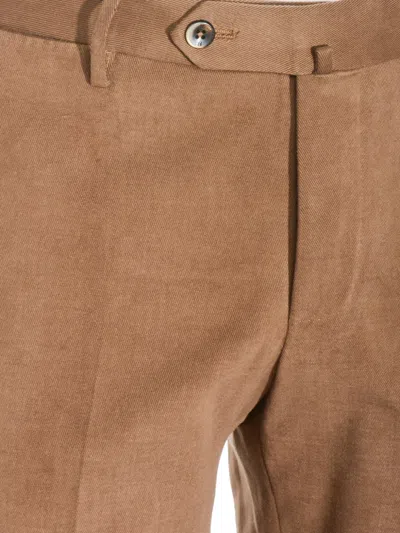 Pt Torino Slim Fit Trousers With Pockets And Loops In Brown