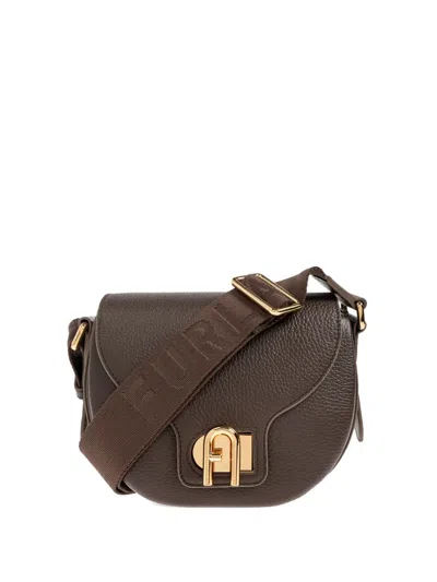 Furla Compact Crossbody Bag With Rounded Flap Closure In Brown