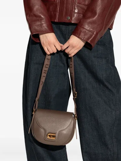 Furla Compact Crossbody Bag With Rounded Flap Closure In Brown