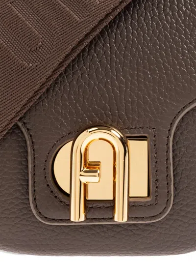 Furla Compact Crossbody Bag With Rounded Flap Closure In Brown