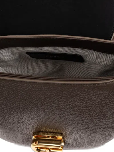 Furla Compact Crossbody Bag With Rounded Flap Closure In Brown