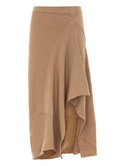Akep Ruffled Ribbed Skirt In Neutral
