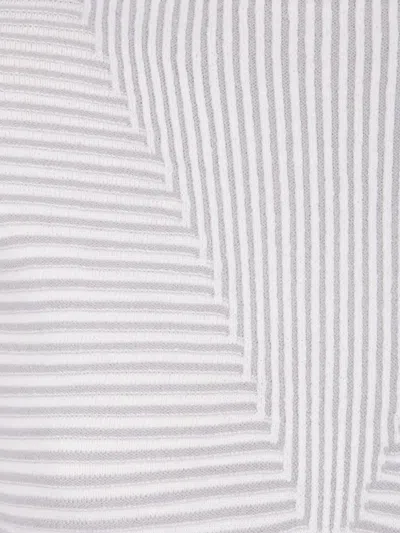 Emporio Armani Fitted Striped Long Sleeve Knit Top In White