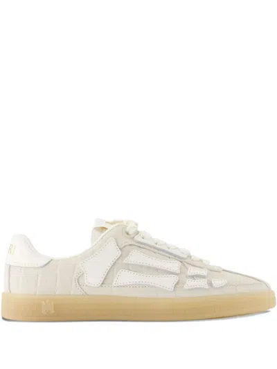 Amiri Pacific Bones Low-top Sneakers With Rubber Sole In White