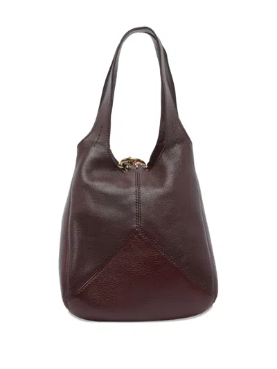 Chloé Balloon Medium Leather And Suede Shoulder Bag In Burgundy