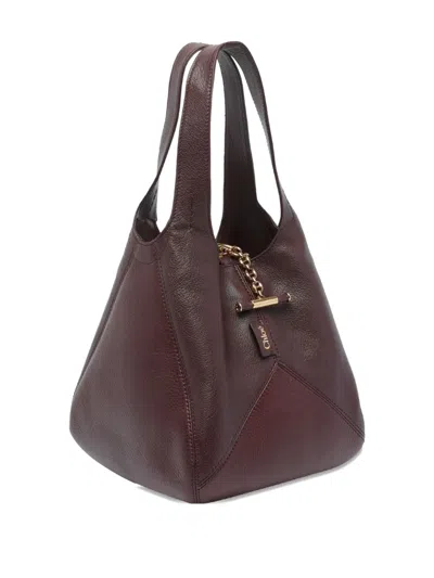 Chloé Balloon Medium Leather And Suede Shoulder Bag In Burgundy